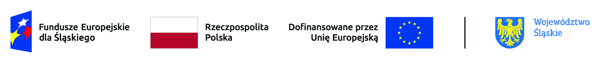 flagi funduszy europejskich,uni europejskiej polski oraz  godło województwa ślaskiego